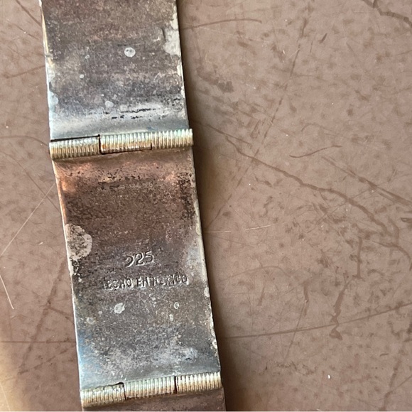 Vintage Sterling Silver Mexican Abalone Station Bracelet Greek Key Design - Picture 11 of 11